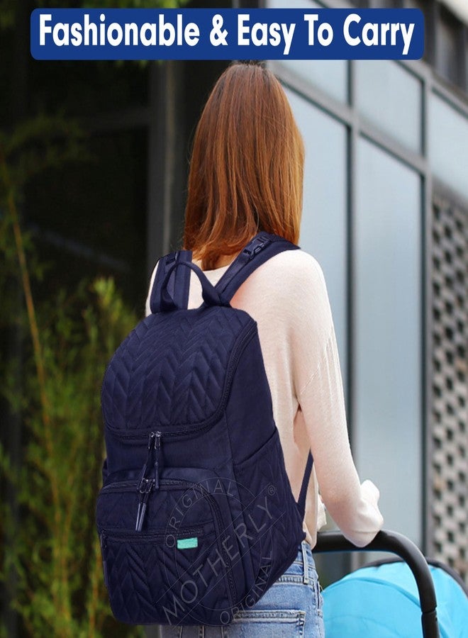 Motherly Diaper Quilted Diaper Bag for Mothers for Travel with Changing Mat - Spacious Diaper Bags for Mom | Baby Bag with Multi-Pocket Design | Maternity Bags for Mother and Baby (Navy Blue) - Image 3